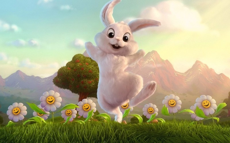 Create meme: Bunny , sunbeams, bunny postcard