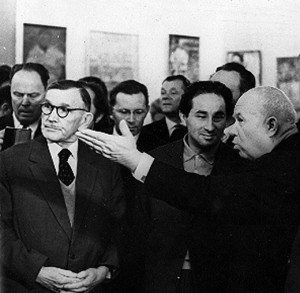 Create meme: Khrushchev in the Manege, Khrushchev visited an exhibition of avant-garde, 1962 criticism of Khrushchev