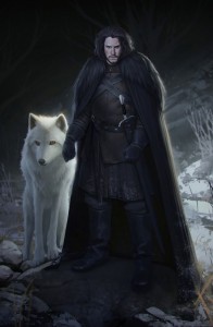 Create meme: game of thrones Jon snow, Jon snow and white wolf art, Robb stark the king in the North art