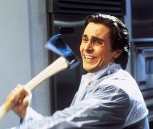 Create meme: meme American psycho, American psycho with an axe, Christian bale with axe meme