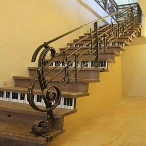 Create meme: wrought iron railings, wrought iron fence stairs in the house, wooden stairs with steel railing