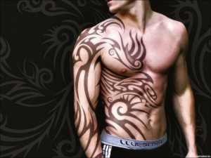 Create meme: tattoo on the torso, tattoo for men, male tattoo