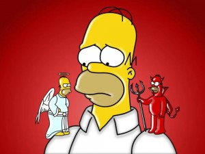 Create meme: Homer Simpson angel and demon, Homer comic, Homer