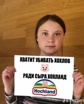 Create meme: stop killing Ukrainians for cheese, beat the ukrainians, greta thunberg memes