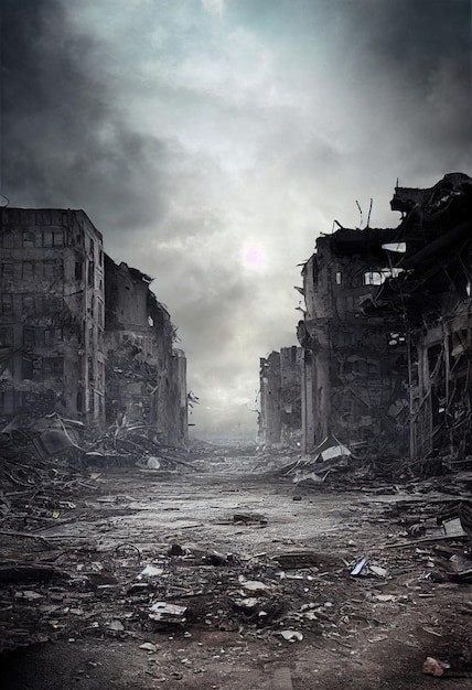 Create meme: post-apocalypse art city, destroyed cities, The abandoned city of the apocalypse