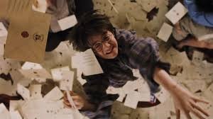 Create meme: Harry Potter is inundated with letters, a bunch of harry Potter letters, many letters Harry Potter