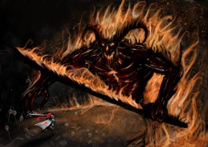 Create meme: disturbed demon Wallpaper, disturbed demon, the Lord of the rings Balrog poster