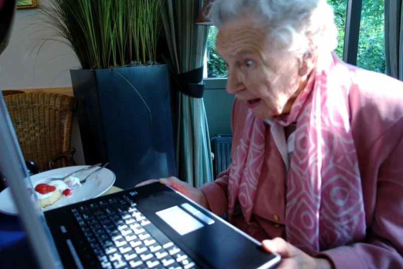 Create meme: grandma , Granny at the computer, grandma 