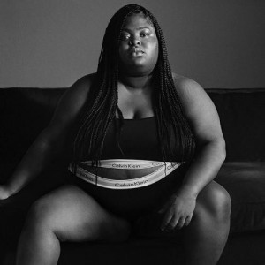 Create meme: bodypositive model plus size, plus size, plus size Calvin Klein