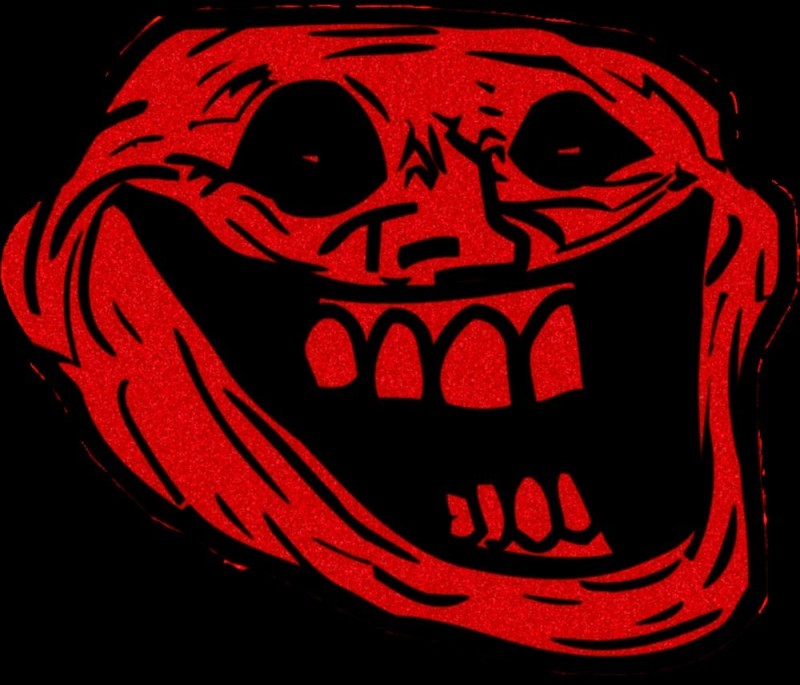 Создать мем: криповый троллфейс улыбается, страшный троллфейс улыбается красный, злой троллфейс