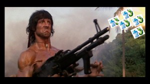 Create meme: Stallone Rambo, John Rambo with a machine gun, John Rambo