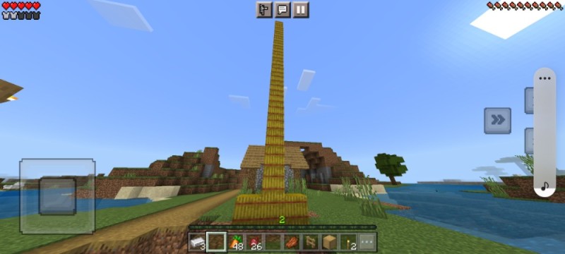 Create meme: minecraft bedrock, minecraft pe , tower in minecraft