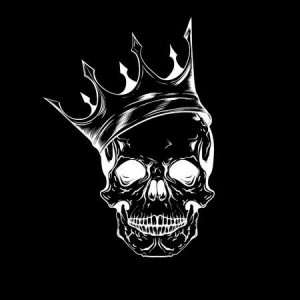 Create meme: skull sketch, skull crown, picture of a crown with a skull on a black background