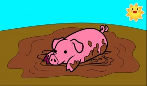 Создать мем: поросенок, pig, свинья лежит иллюстрация