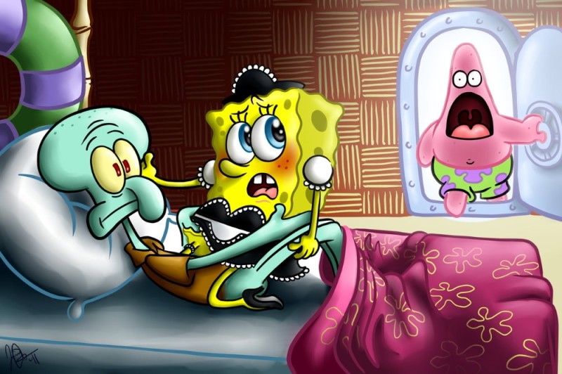 Create meme: Spongebob Patrick Squidward and Sandy, sponge Bob square pants , bob sponge