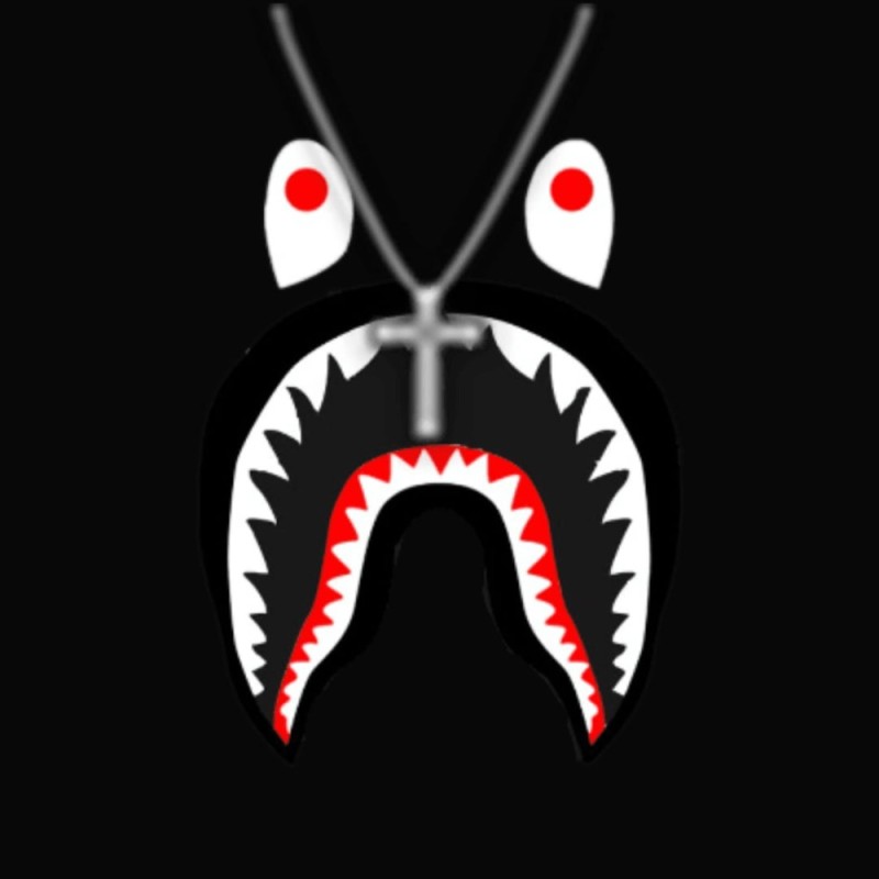 Создать мем: темнота, bape shark логотип, бренд с зубами акулы