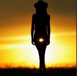 Create meme: sunset, silhouette of a girl, girl