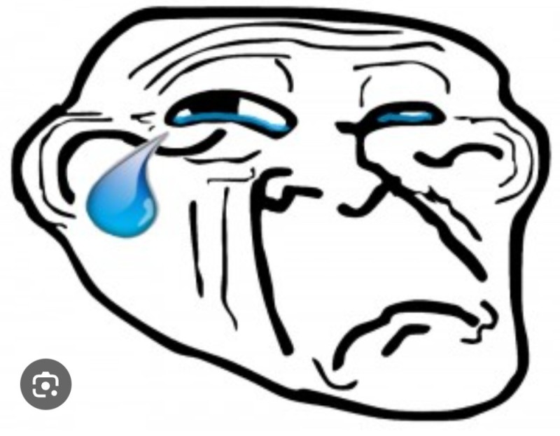 Create meme: trollface is sad, meme face, the crying trollface