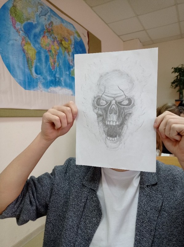 Create meme: figure , academic drawing, drawing of a skull