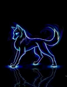 Create meme: Wallpaper neon wolf, the wolves of neon art, anime wolves is neon