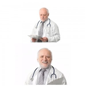 Create meme: meme Harold hide the pain, meme doctor, grandfather Harold