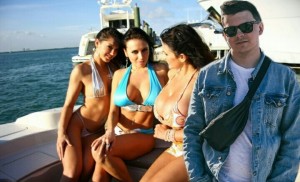 Create meme: girl without a bathing suit yacht, Denise Milani with a friend, boats and girls photos