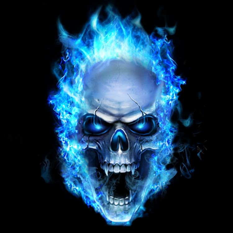 Create meme: cool skulls, skull on fire , blue skull