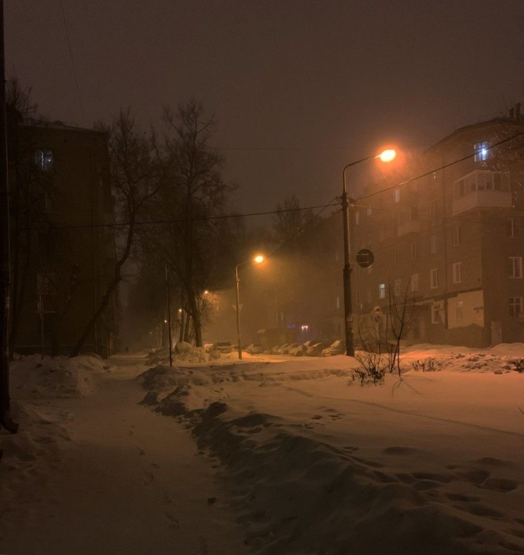 Create meme: winter night, snow at night, snow in the evening