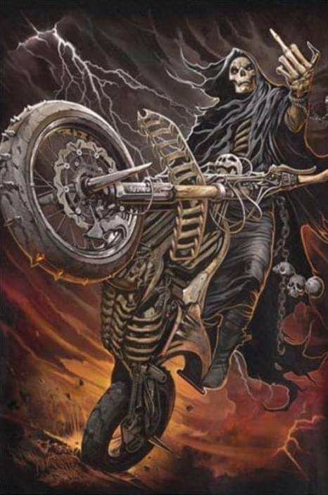 Создать мем: скелет на мотоцикле, призрачный гонщик рисунок, арт призрачный гонщик