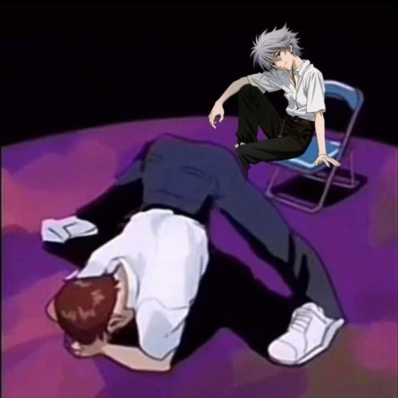 Create meme: evangelion kaoru, anime, Shinji on the evangelion chair