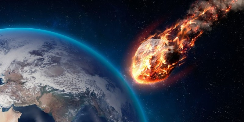 Создать мем: упавший метеорит, метеорит, астероид летит к земле