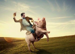 Создать мем: фотоманипуляции, фильм свинья скачки, принц на коне фото приколы