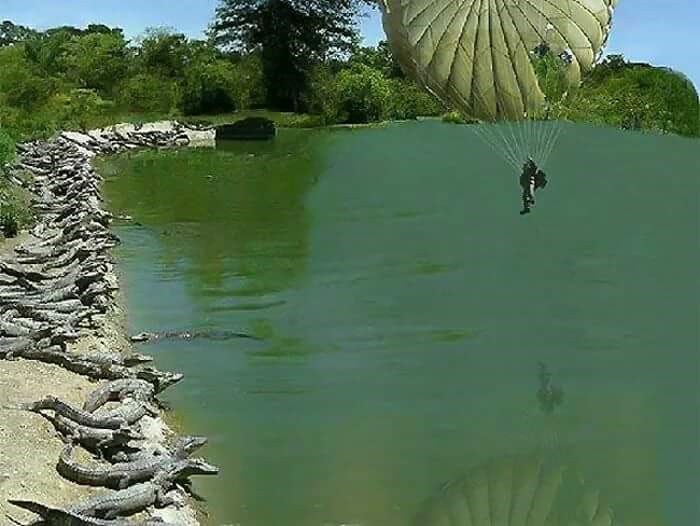 Создать мем: парашютист в озеро с крокодилами, парашют птл, круглый парашют