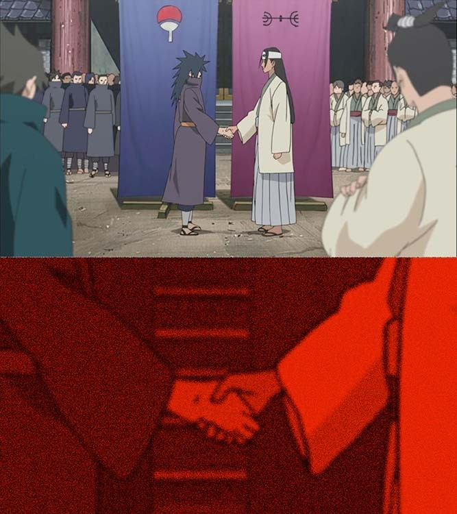 Create meme: naruto , Madara and Hashirama's handshake meme, memes anime 