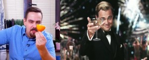 Create meme: Leonardo DiCaprio the great Gatsby, DiCaprio with a glass of hyphae, DiCaprio Gatsby glass