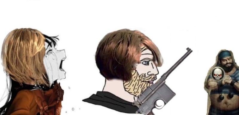 Create meme: meme a man with a beard, people , resident evil 4 remake