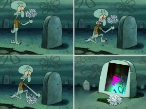 Create meme: meme squidward, squidward, squidward in the cemetery