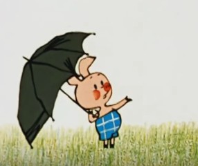 Create meme: photo it's going to rain, Piglet with umbrella, the picture seems rain starts