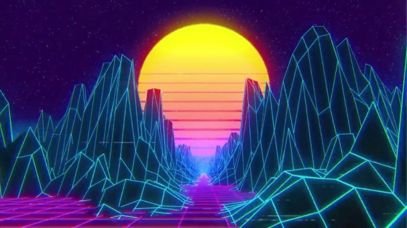 Создать мем: 80s retro futurism background, темнота, скалы ретровейв