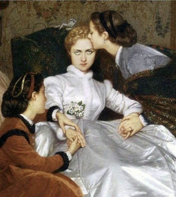 Create meme: Auguste Tulmouche the bride, Auguste Tulmouche the reluctant bride, Three women painting