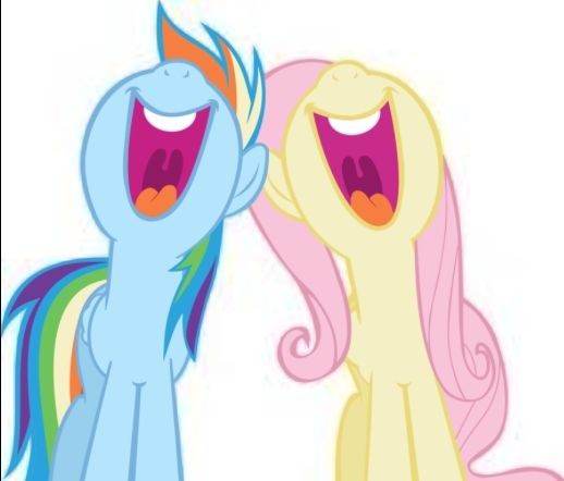 Create meme: pony rainbow dash and fluttershy, Pony friendship is a miracle rainbow and fluttershy, pony fluttershy laughs