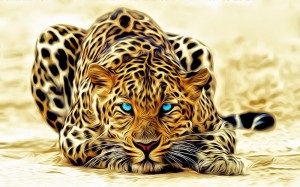 Создать мем: голубой леопард, леопард картина, леопард