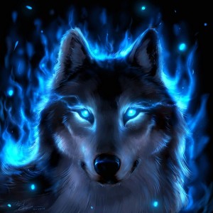Создать мем: волки крутые, волк с синими глазами, волк неон