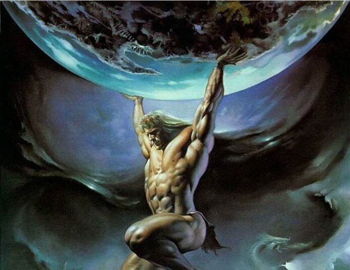 Create meme: Atlas holds the earth, atlantean god, mythology gods