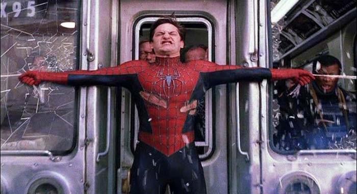 Create meme: spider-man stops the train, Spider-Man, spider-man train