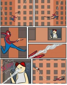 Create meme: Spider-man, funny comics, a comic book about Spiderman