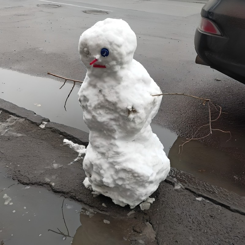 Создать мем: тающие снеговики, снеговик которого мы заслужили, первый снеговик