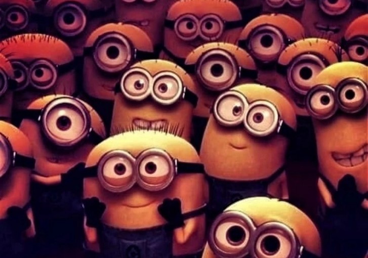 Create meme: lots of minions, gru 's minions, A crowd of minions