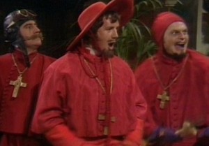 Создать мем: испанская инквизиция мем, монти пайтон инквизиция мем, nobody expects the spanish inquisition