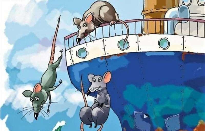 Создать мем: карикатура крысы бегут с корабля, крысы с тонущего корабля, крысы бегут с тонущего корабля